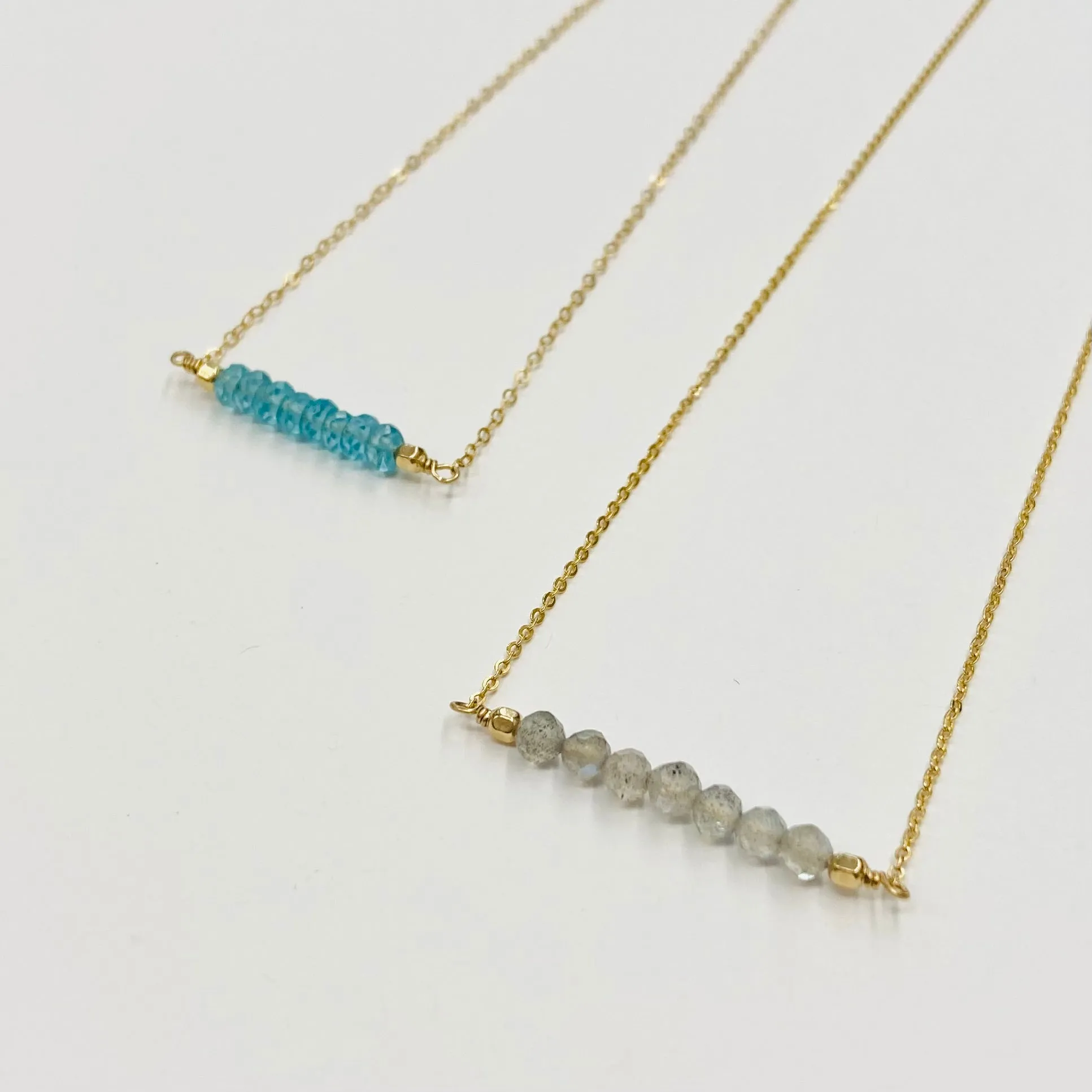 Rondelle Wire Wrapped Bead Row Necklace