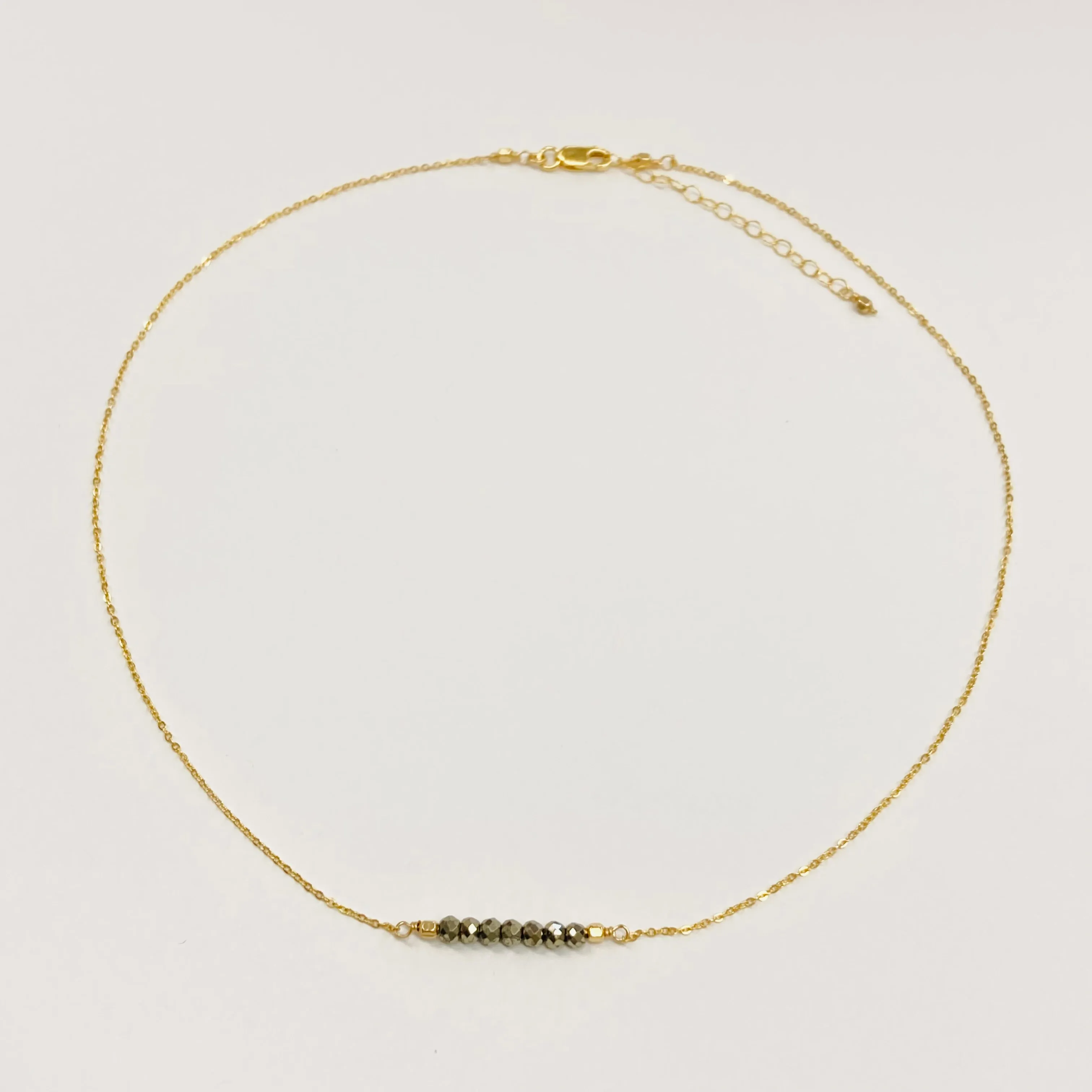 Rondelle Wire Wrapped Bead Row Necklace