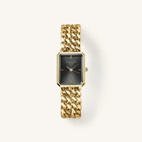 Rosefield Studio Double Chain Black Gold Watch