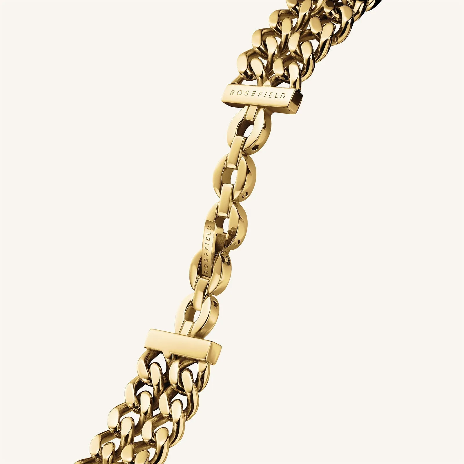 Rosefield Studio Double Chain Black Gold Watch