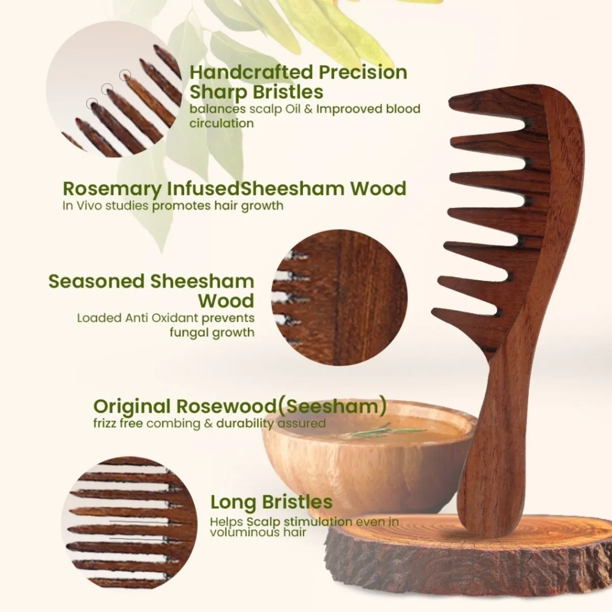 Rosewood Wide Tooth Comb Pack of 1