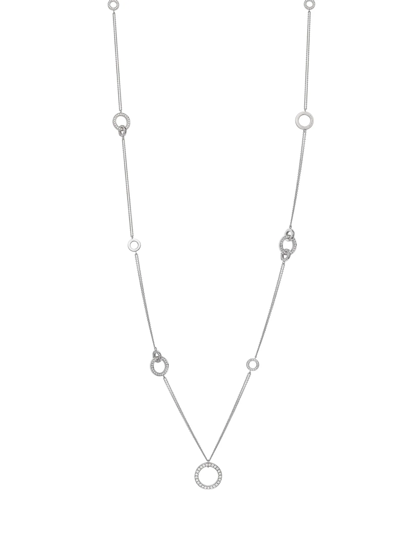 Roulette Long White Gold Diamond Necklace