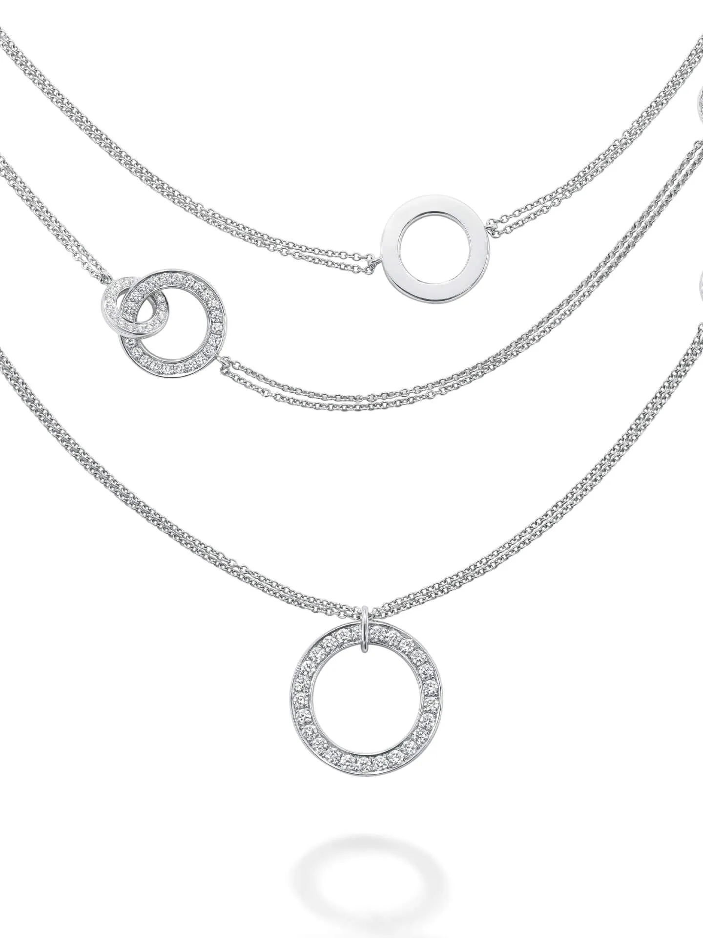 Roulette Long White Gold Diamond Necklace