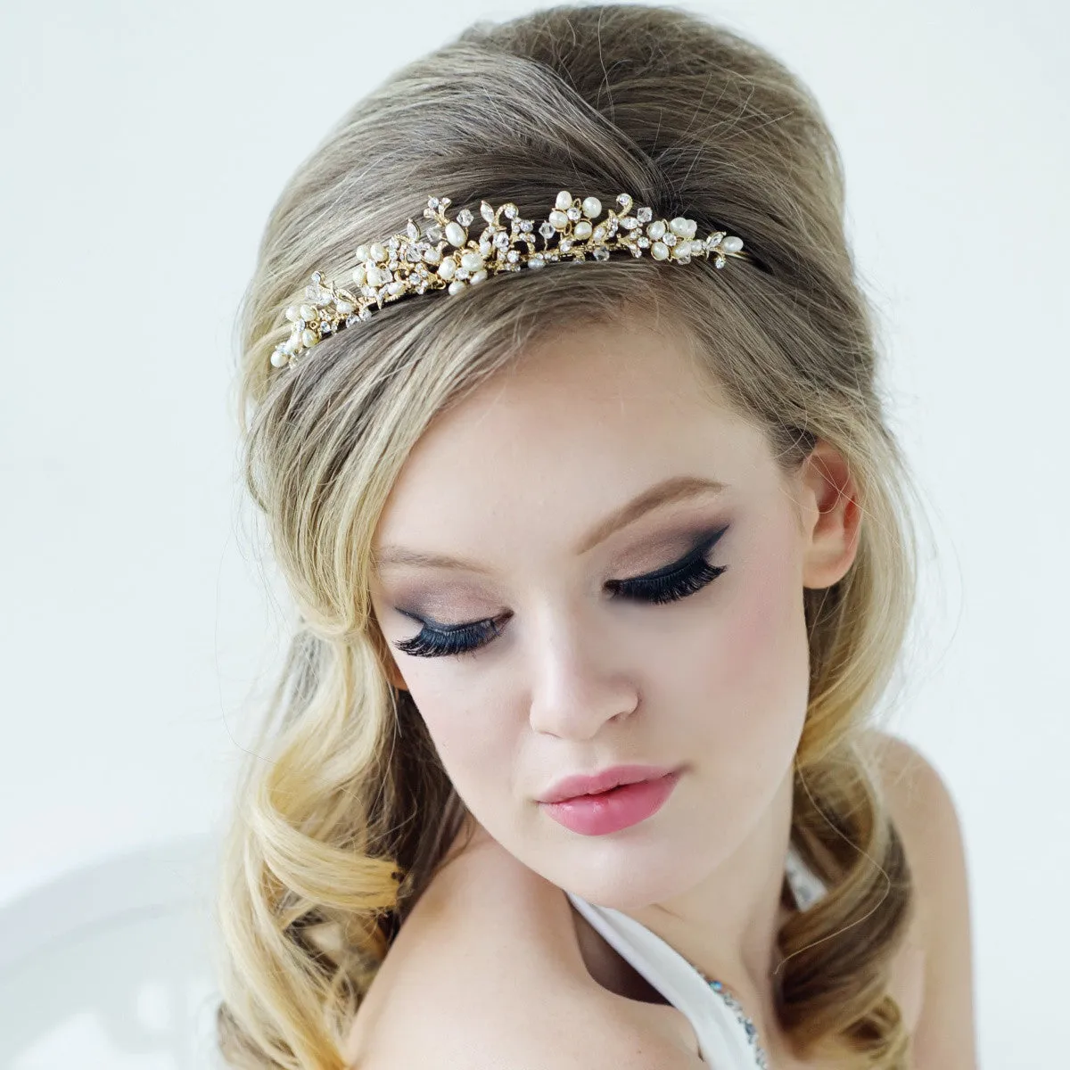 SassB Serena Crystal and Pearl Tiara