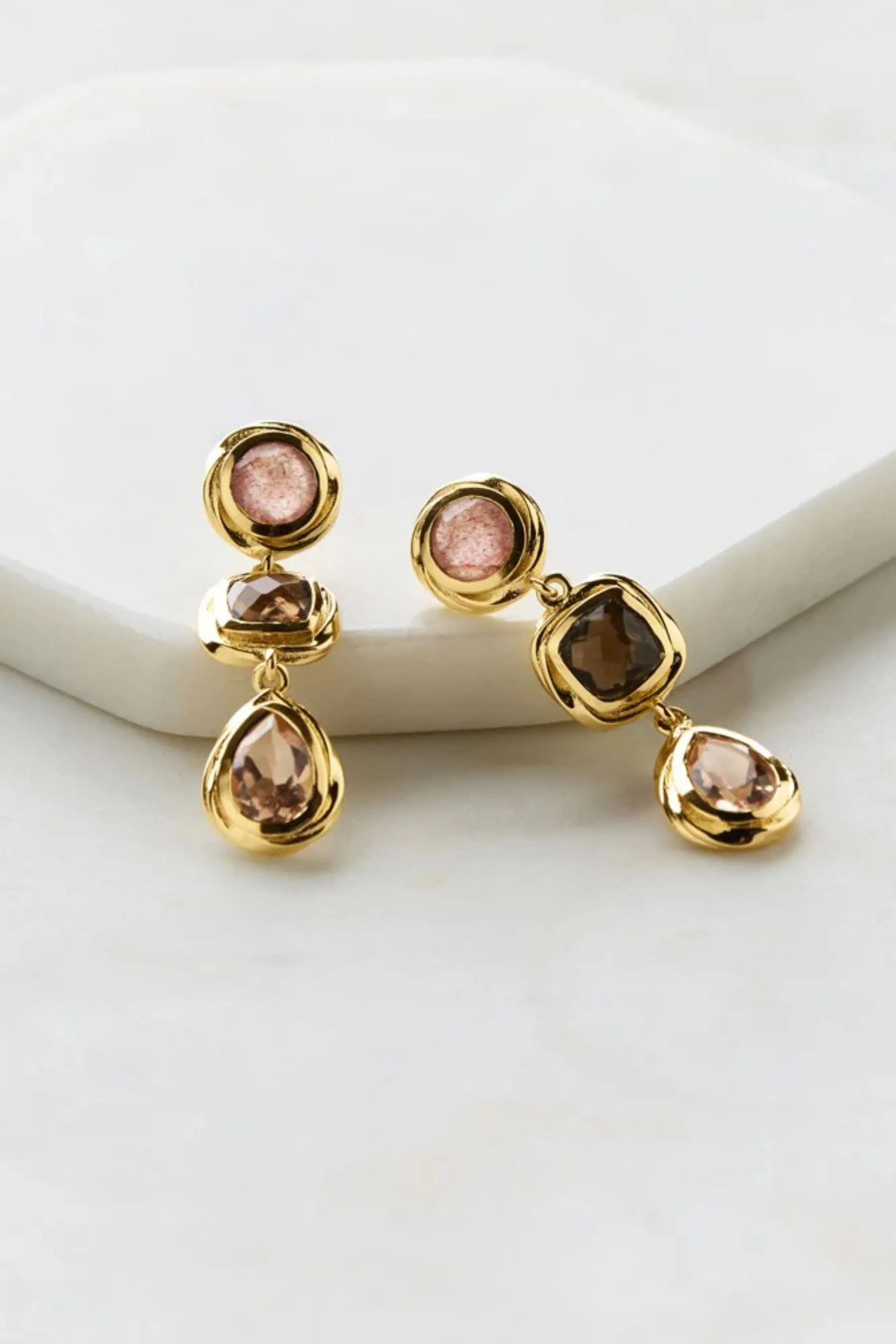 Scarlett Earring | Strawberry Qtz, Smokey & Morganite