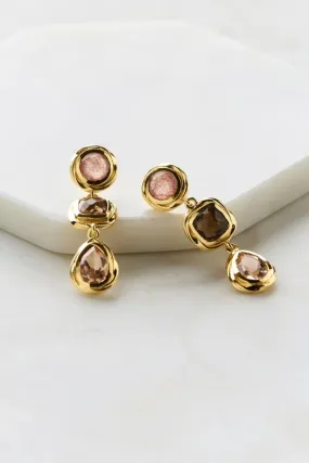 Scarlett Earring | Strawberry Qtz, Smokey & Morganite