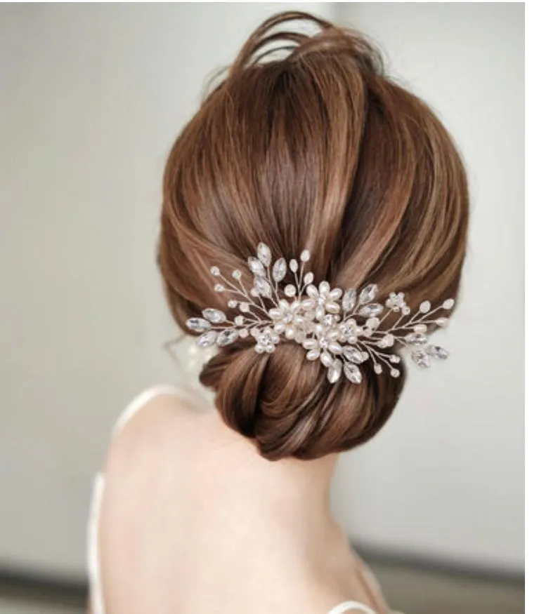 Scarlett - Silver, Gold, Rose Gold Pearl & Crystal Bride Bridesmaid Hair Comb