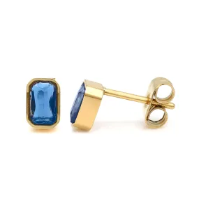 September Sapphire Birthstone Earrings - Yellow Gold