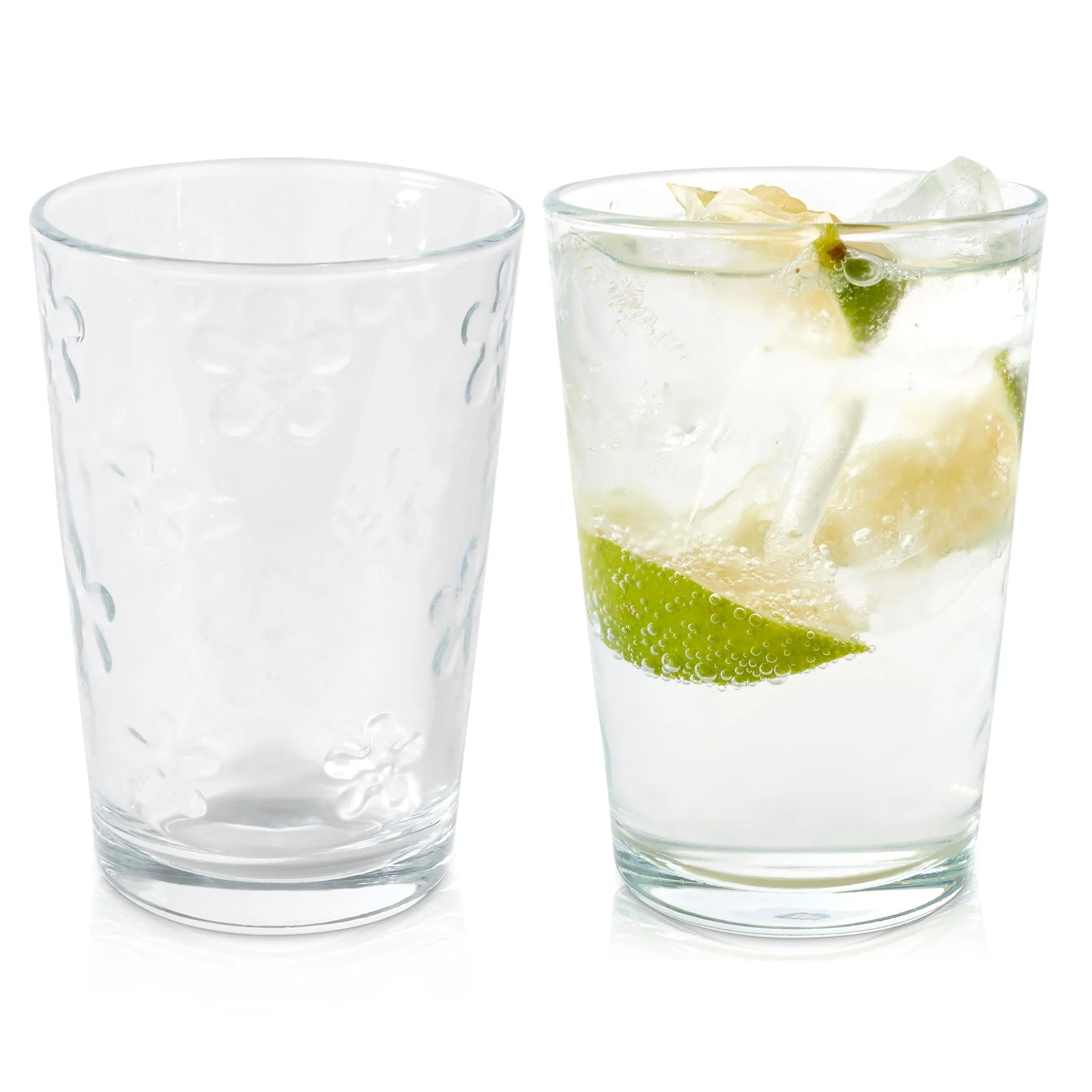 Set of 6 Flower Drinking Glasses - 20CL