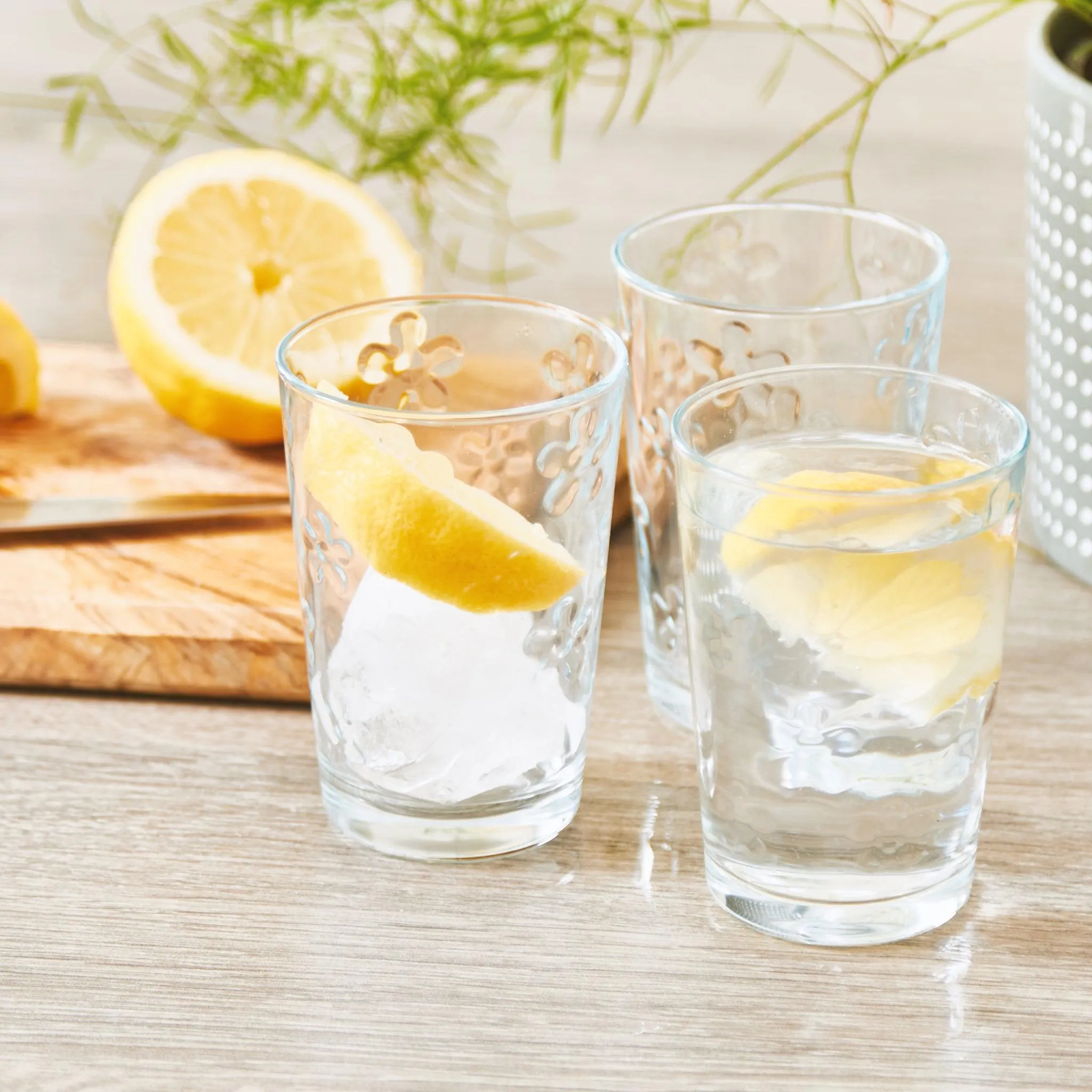 Set of 6 Flower Drinking Glasses - 20CL