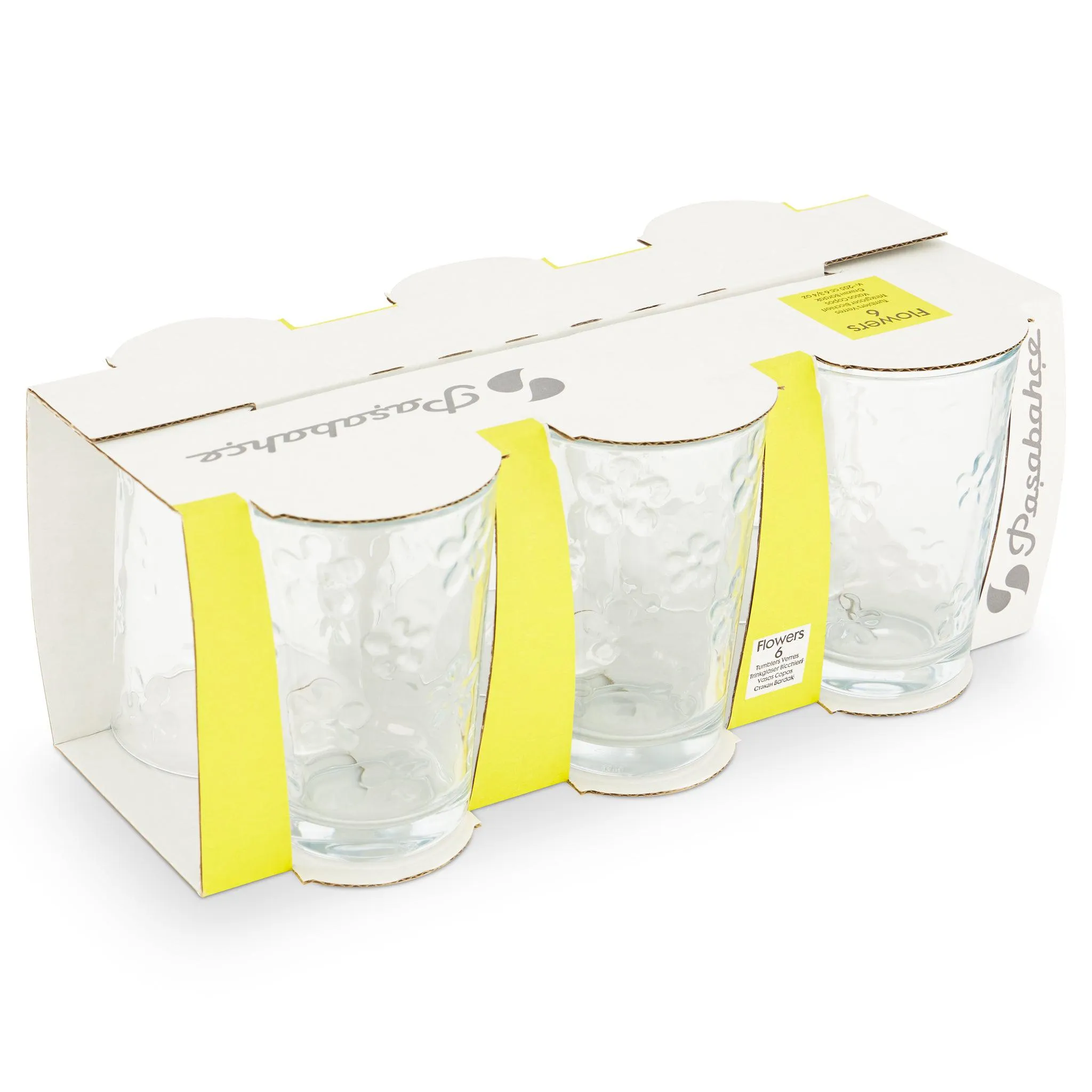 Set of 6 Flower Drinking Glasses - 20CL