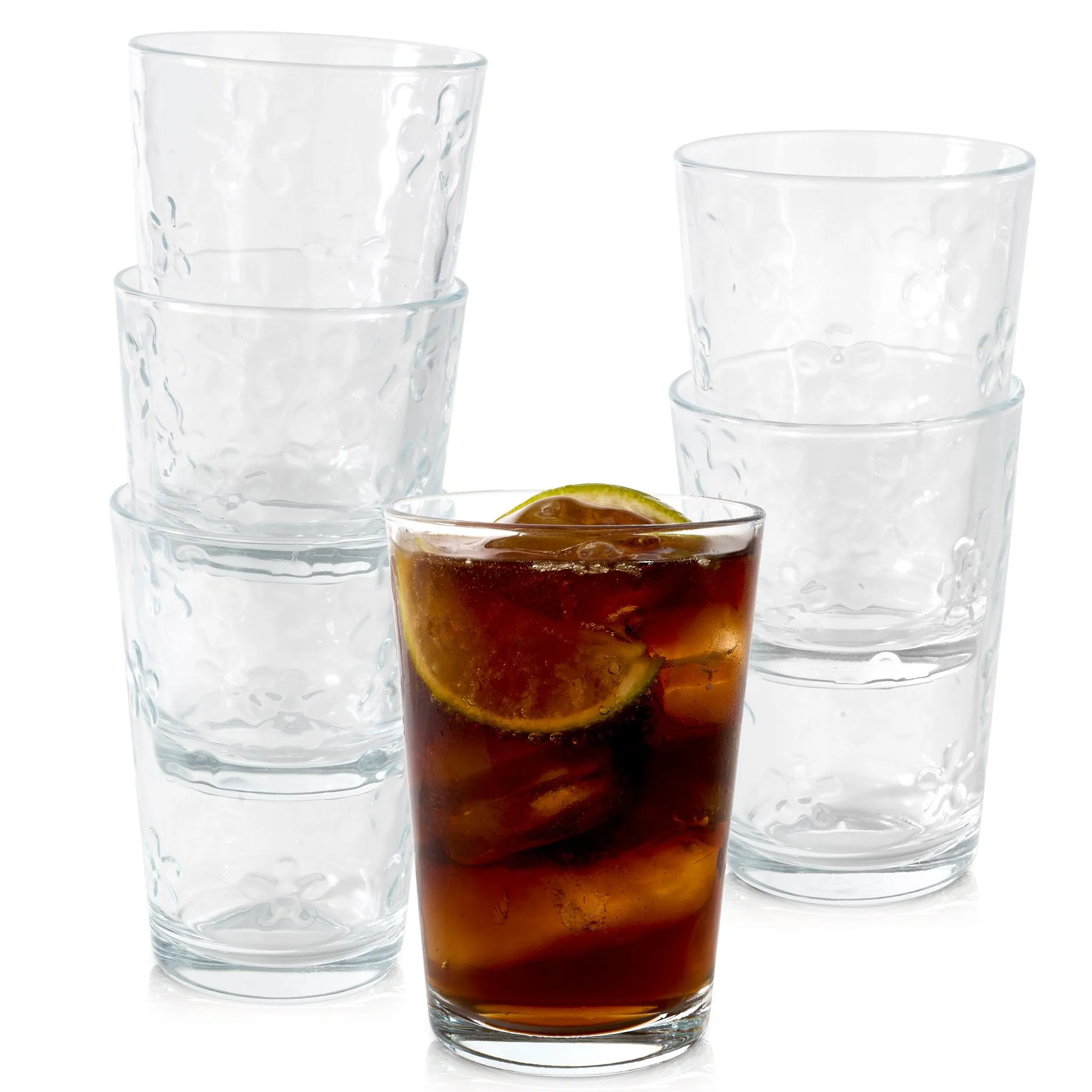 Set of 6 Flower Drinking Glasses - 20CL