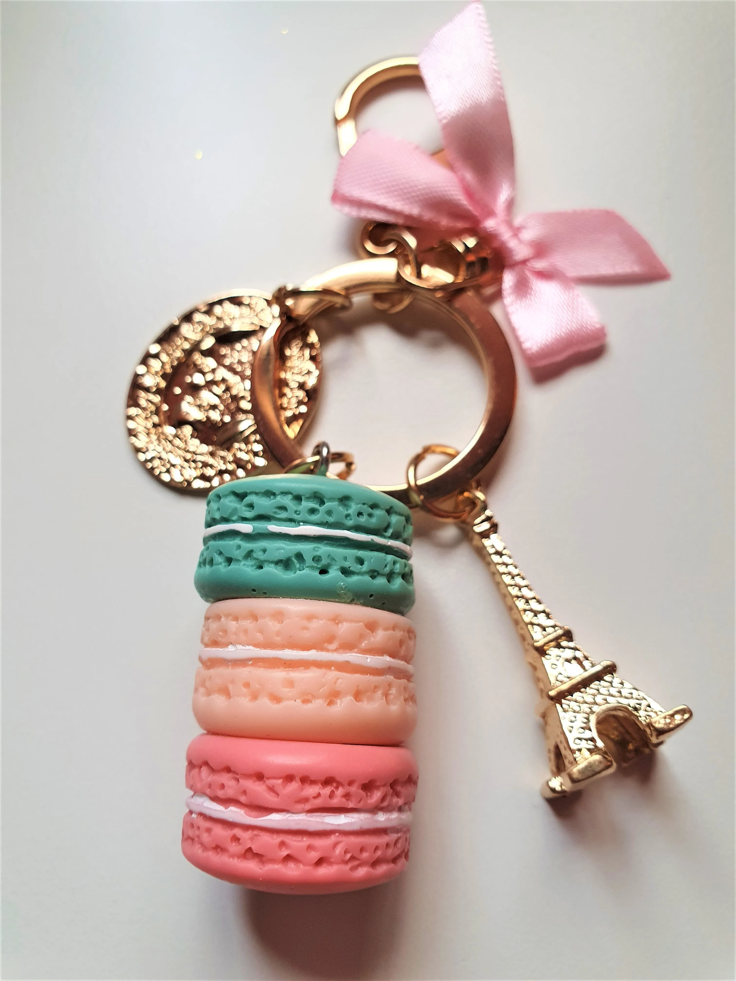Set of Charm Bracelet with Teddy Bear design & Macaron Bag Charm and Key Chain