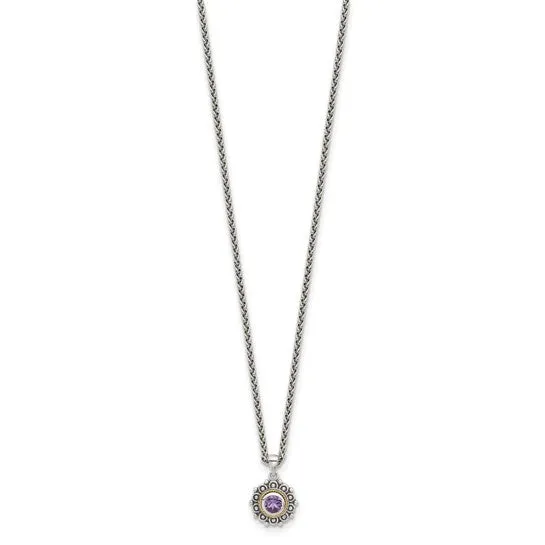 Shey Couture Sterling Silver with 14k Accent Antiqued Amethyst 18 inch Necklace