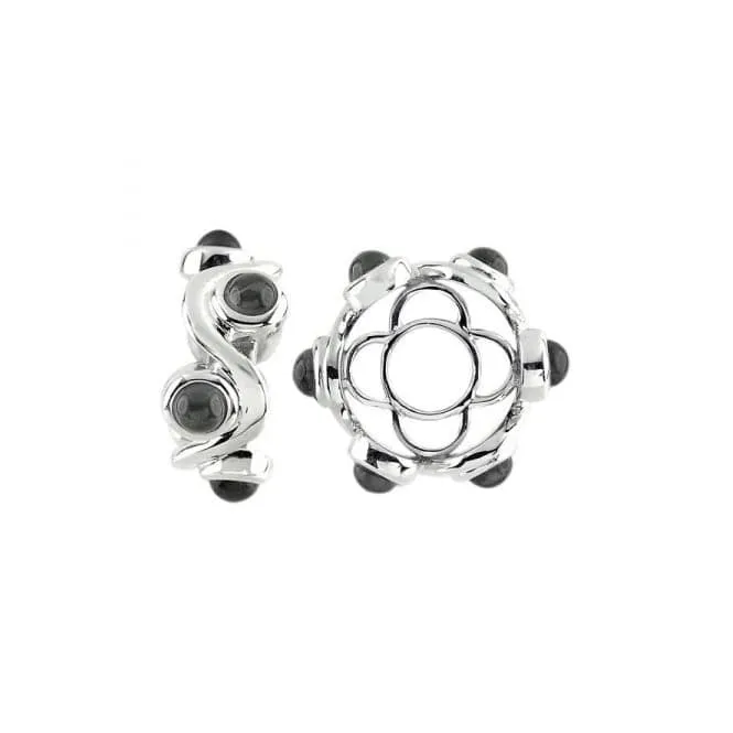 Silver & Onyx Cabochon Swirl Wheel S429ON