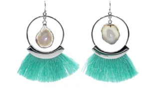 Silver Mint Fringe Earrings