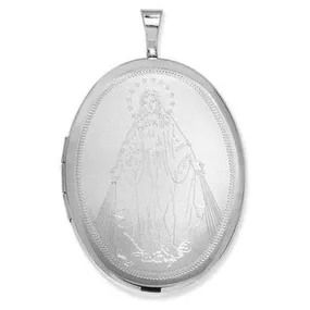 Silver Miraculous Medal Locket ( free engraving )