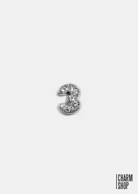 Silver Number 3 Locket Charm