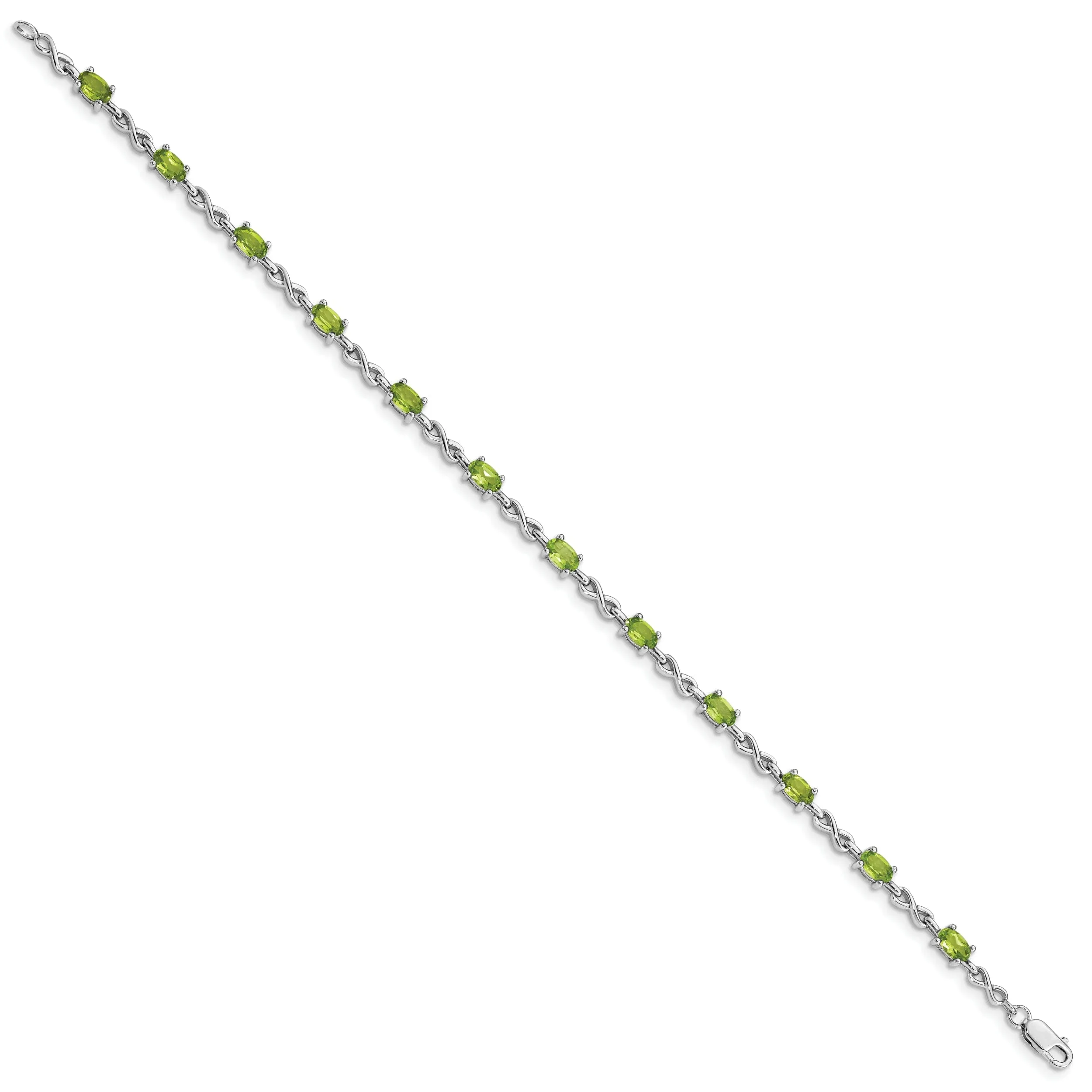 Silver Oval Shape Peridot Gemstone Bracelet