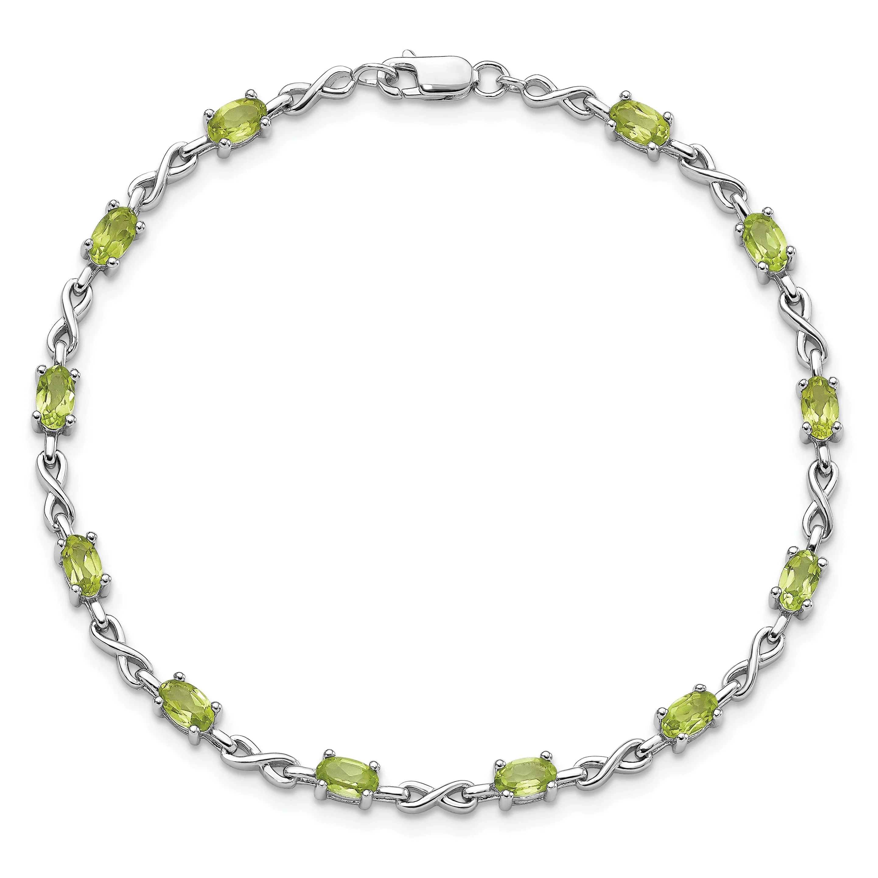 Silver Oval Shape Peridot Gemstone Bracelet