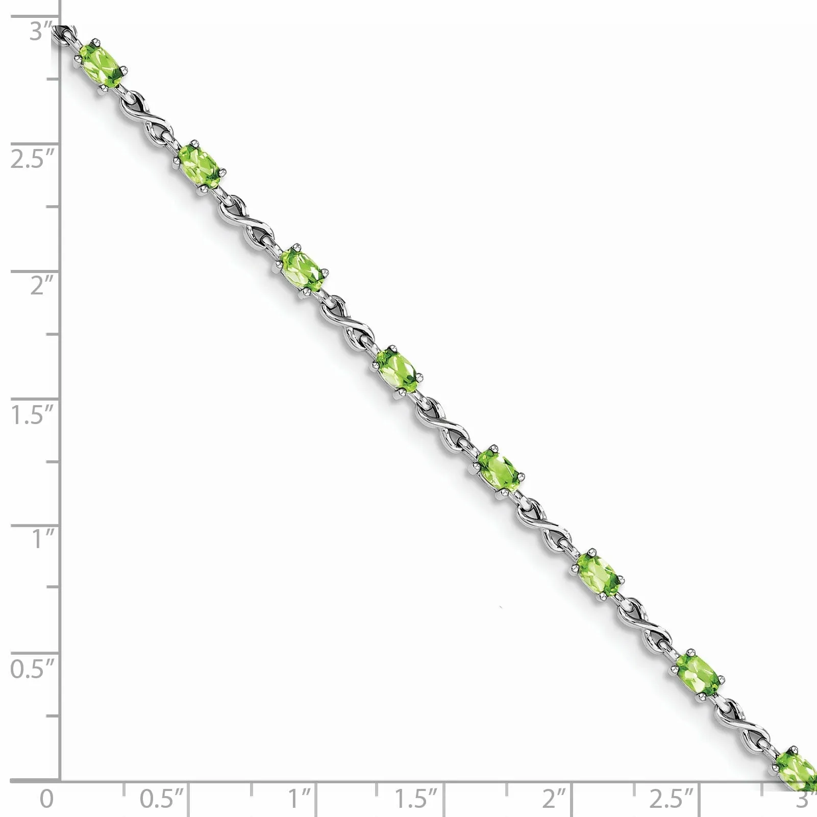 Silver Oval Shape Peridot Gemstone Bracelet