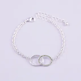 Silver Peridot August Birthstone Infinity Bracelet