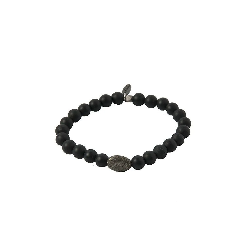 Simple Plan Bracelet in Pyrite, Onyx and Antique Silver