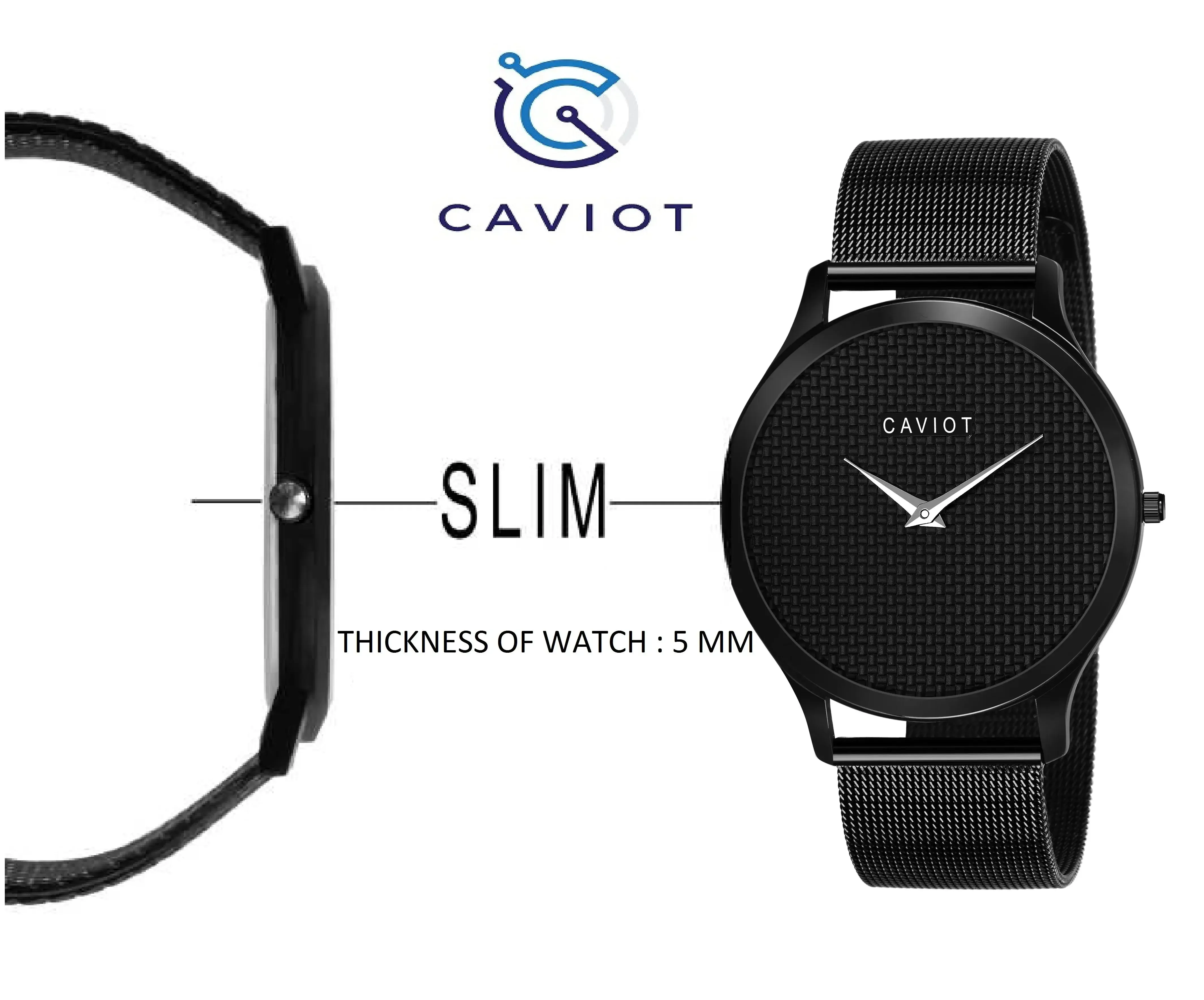 Slim Black Case With Textured Dial Analog Watch For Men - CM31104