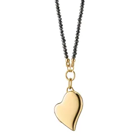 Slim Heart Locket on Black Diamond Necklace