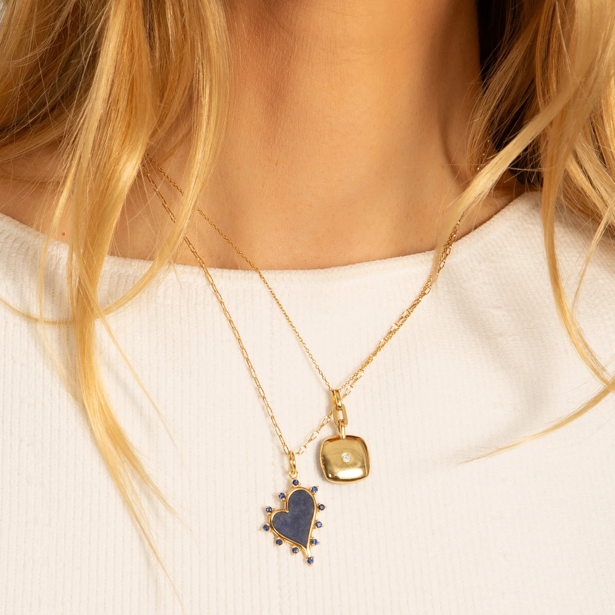Slim "Viv" Gold Locket Necklace with Diamond
