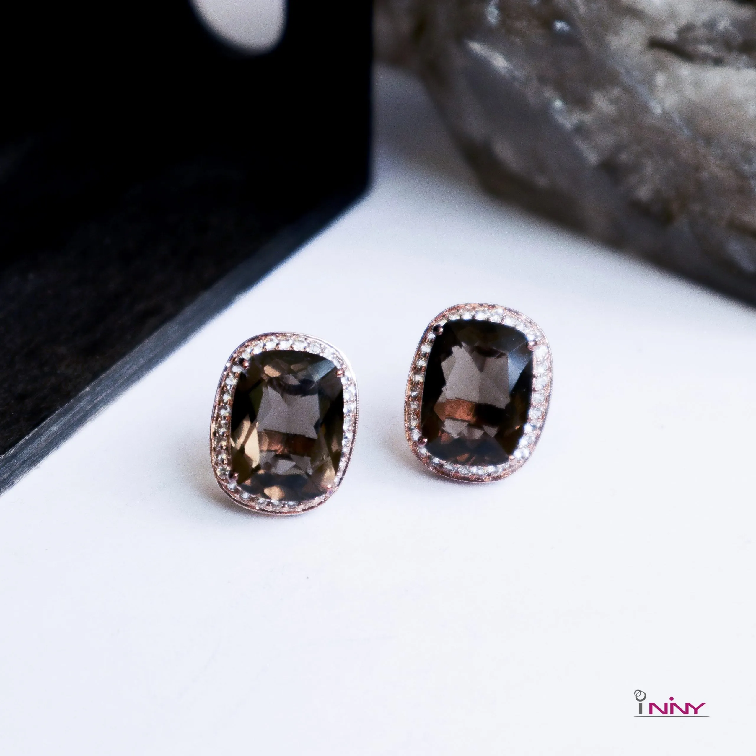 Smokey Quartz with White Sapphire