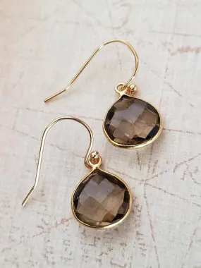 Smoky Quartz Earrings - Pear Drops
