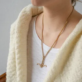 Solid 14k Gold 22 inch Cuban Curb Pocket Watch Chain Necklace