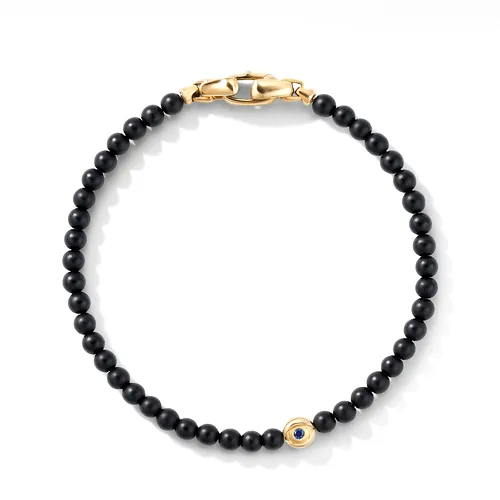 Spiritual Beads Evil Eye Bracelet with Black Onyx, Sapphires and 18K Yellow Gold