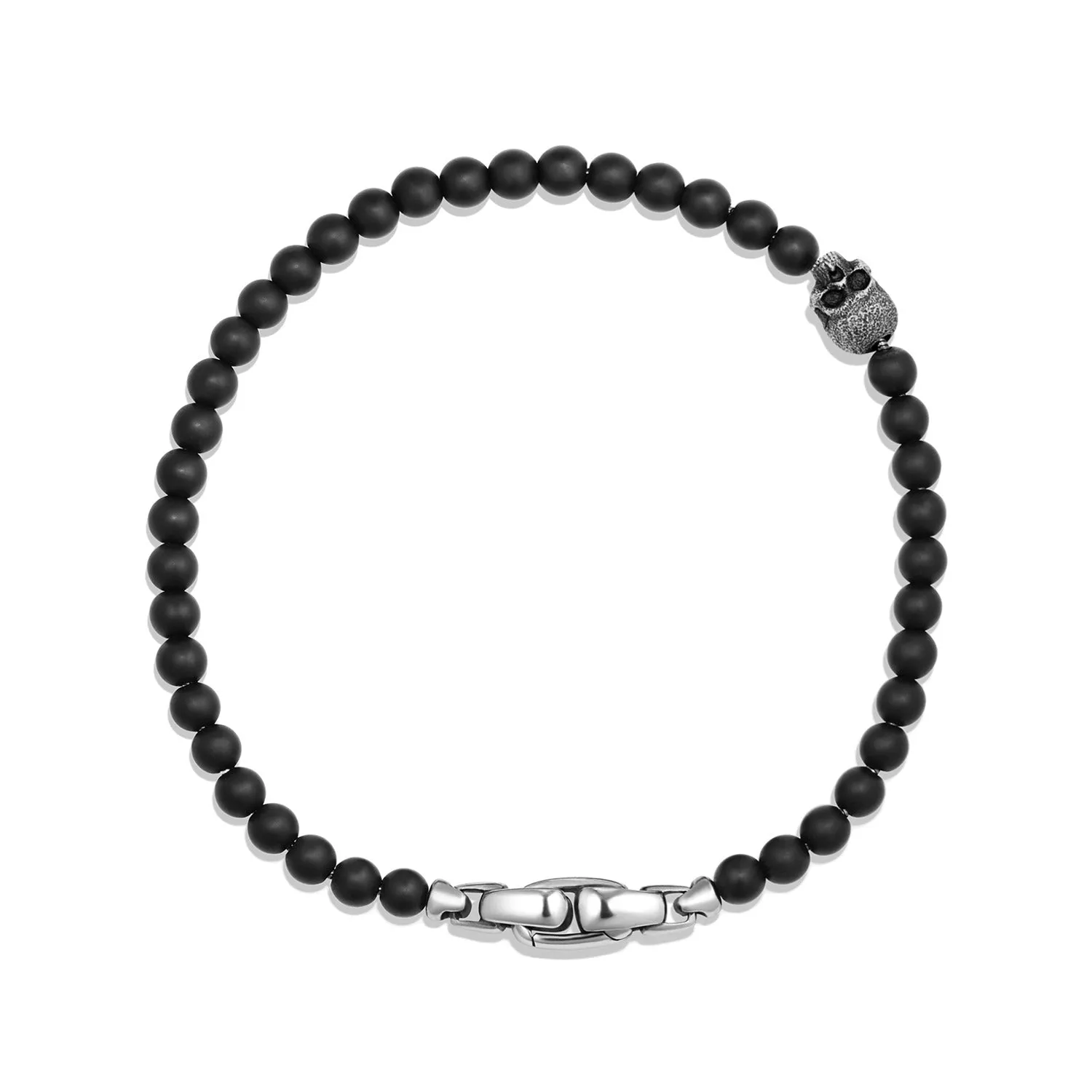 Spiritual Beads Skull Bracelet with Black Onyx, Size Medium