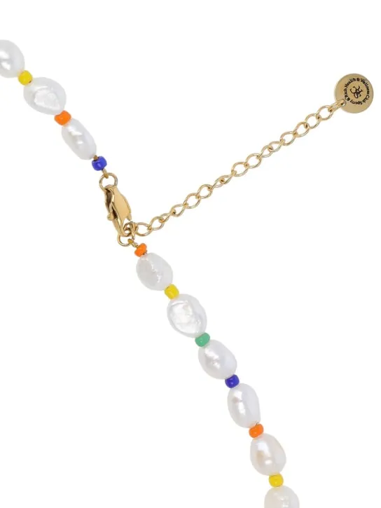 Sporty &amp; Rich   Wellness faux pearl &amp; bead necklace 