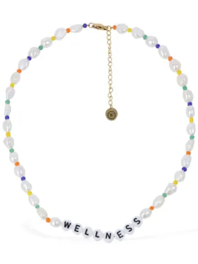 Sporty &amp; Rich   Wellness faux pearl &amp; bead necklace 