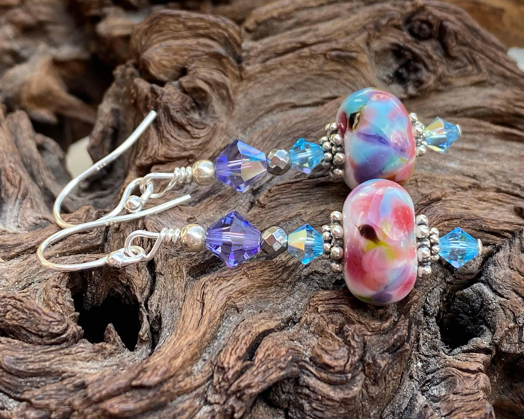 Spring Colors Mosaic Lampwork Earrings