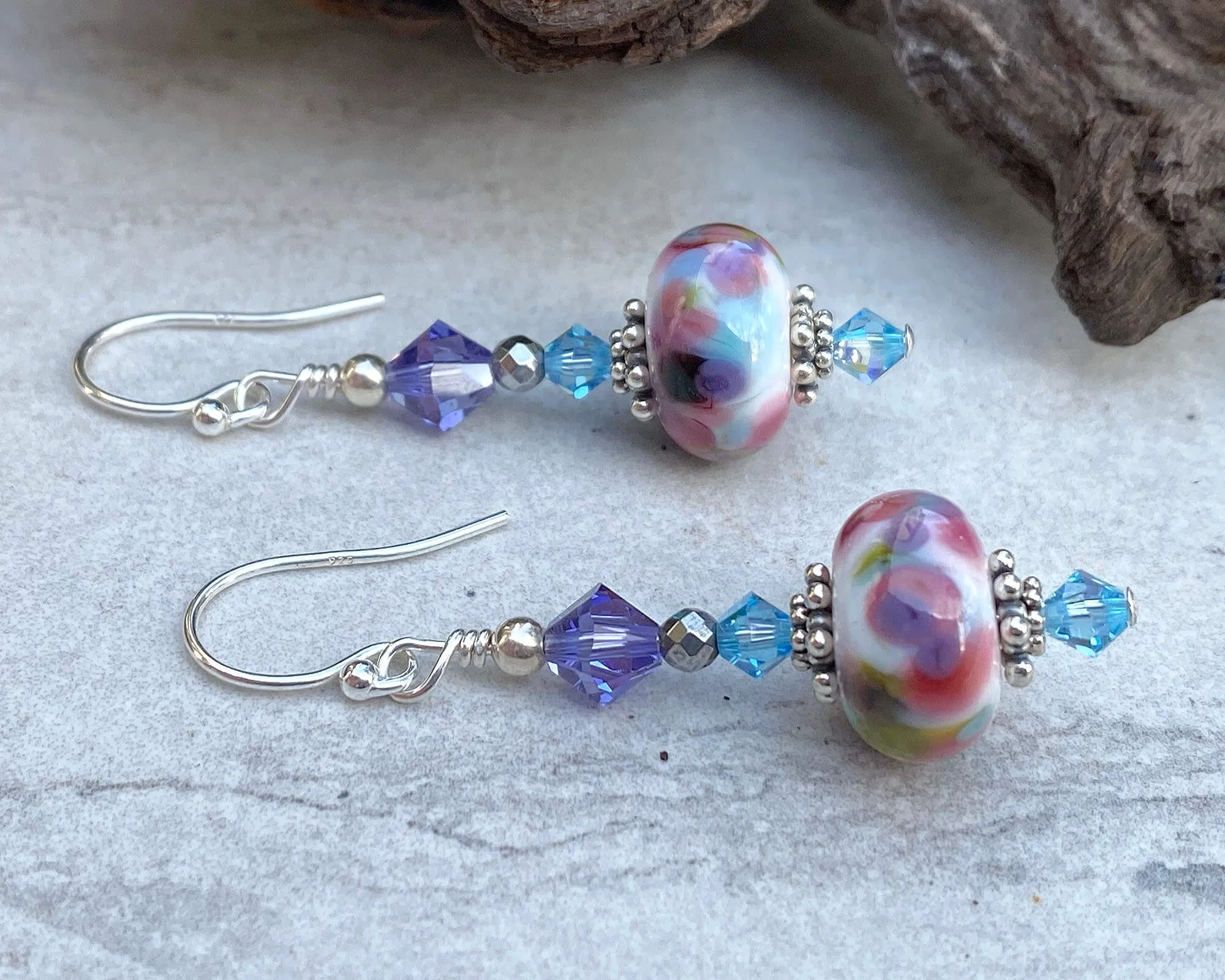 Spring Colors Mosaic Lampwork Earrings