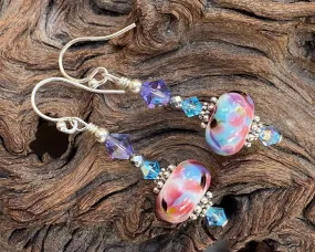Spring Colors Mosaic Lampwork Earrings