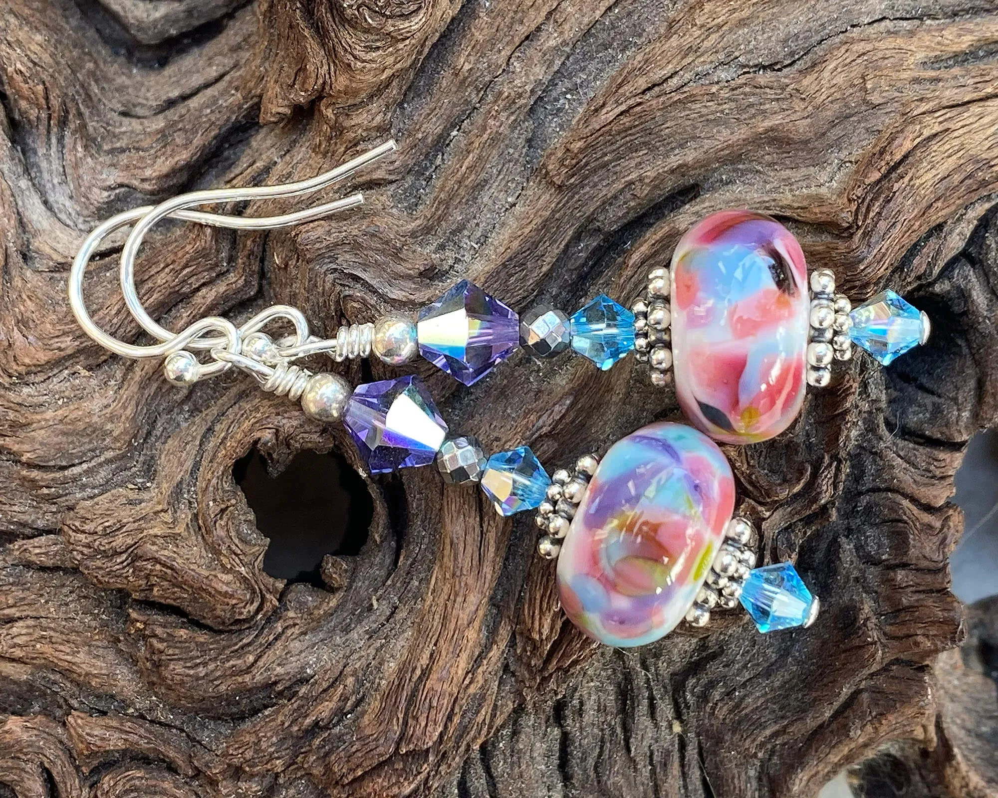 Spring Colors Mosaic Lampwork Earrings