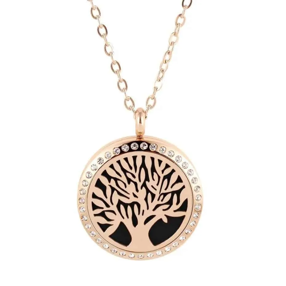 Stainless steel perfume pendant women Tree of Life Diffuser Necklace
