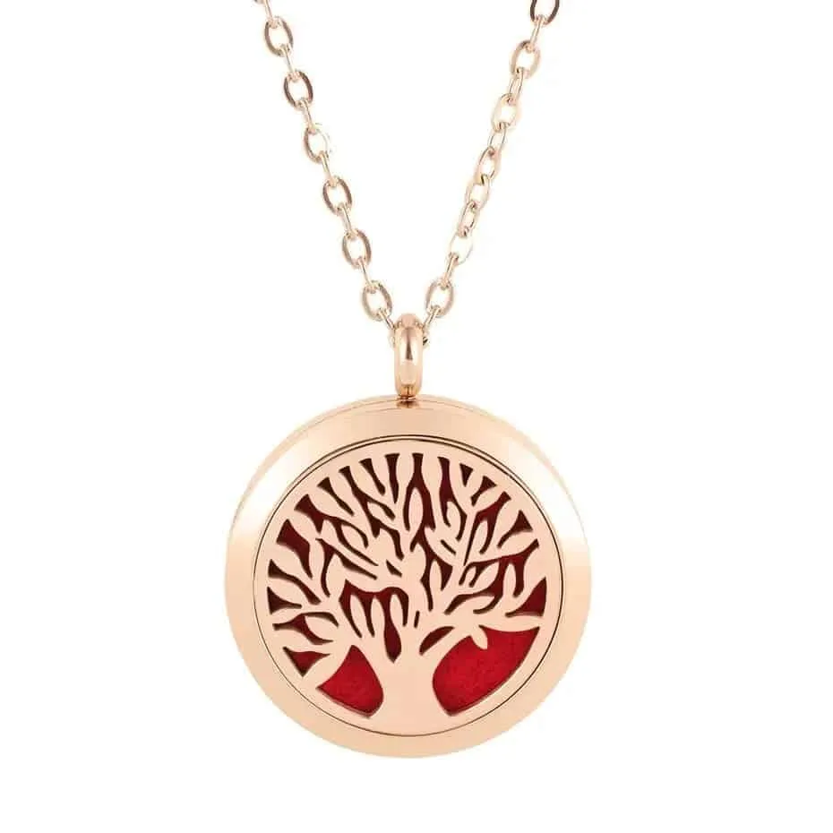 Stainless steel perfume pendant women Tree of Life Diffuser Necklace