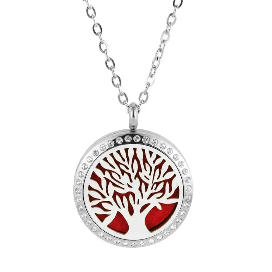 Stainless steel perfume pendant women Tree of Life Diffuser Necklace