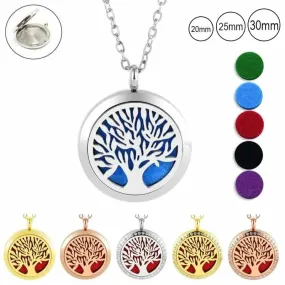 Stainless steel perfume pendant women Tree of Life Diffuser Necklace