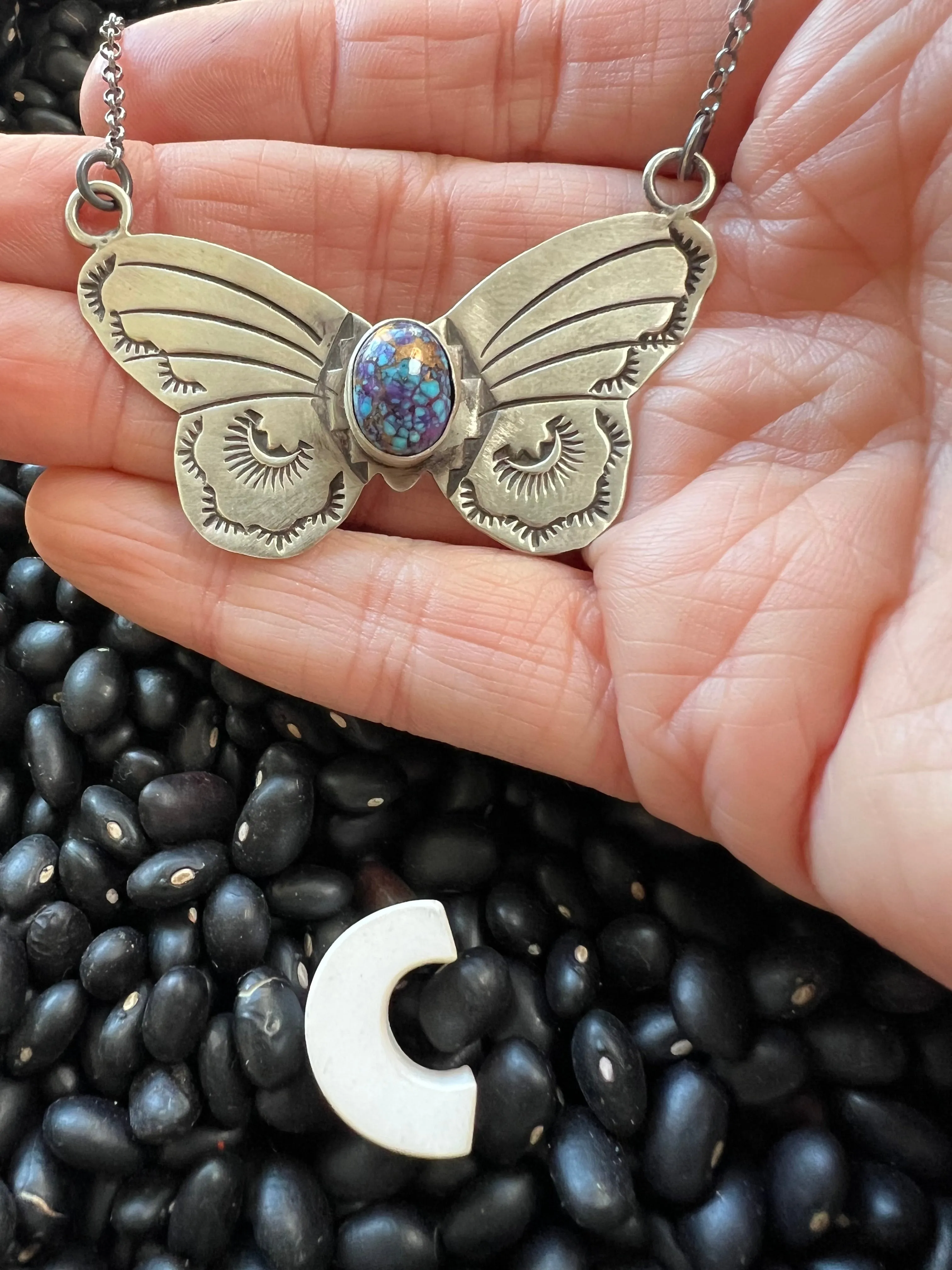 Stamped Butterfly turquoise necklace
