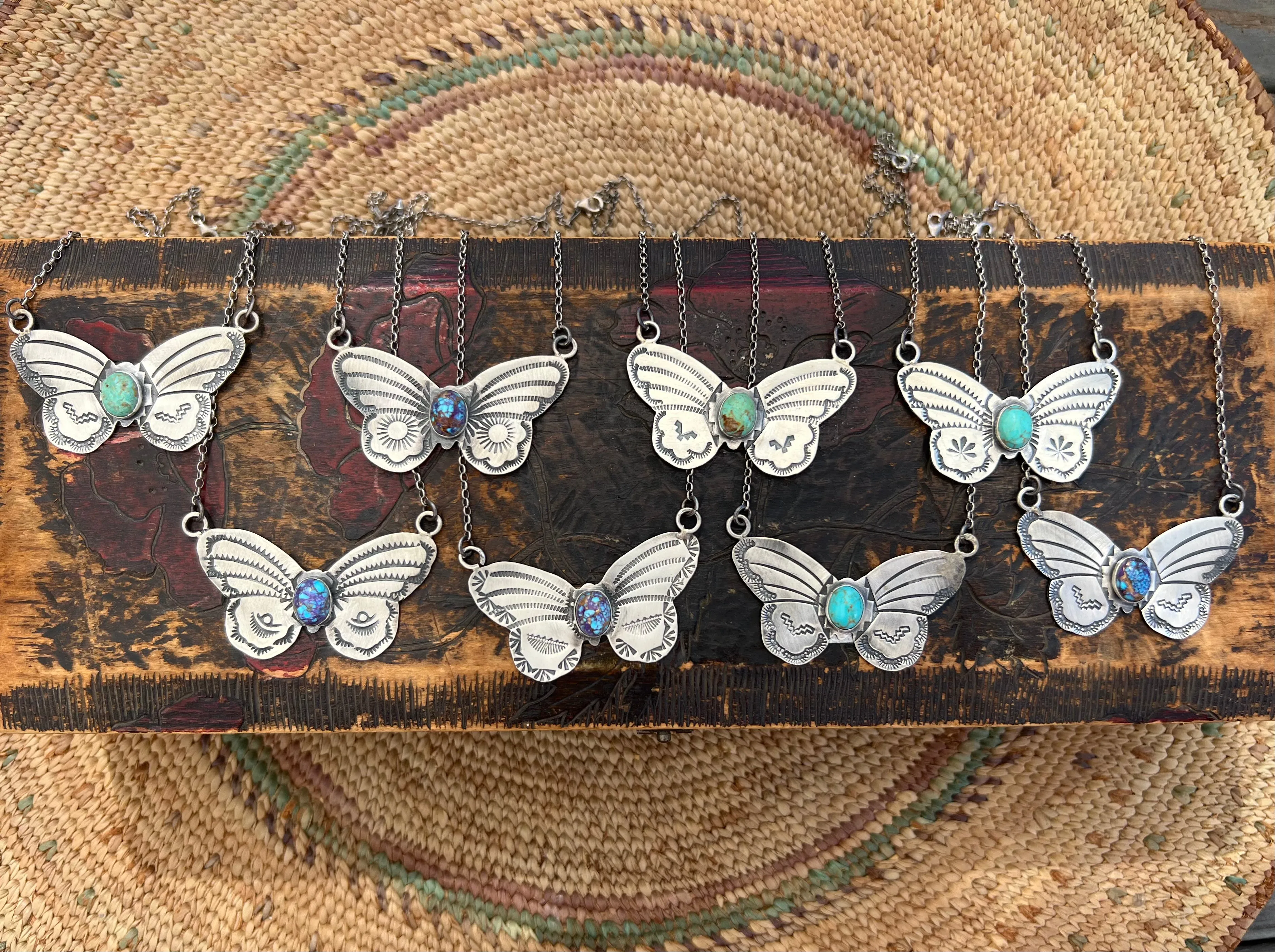 Stamped Butterfly turquoise necklace