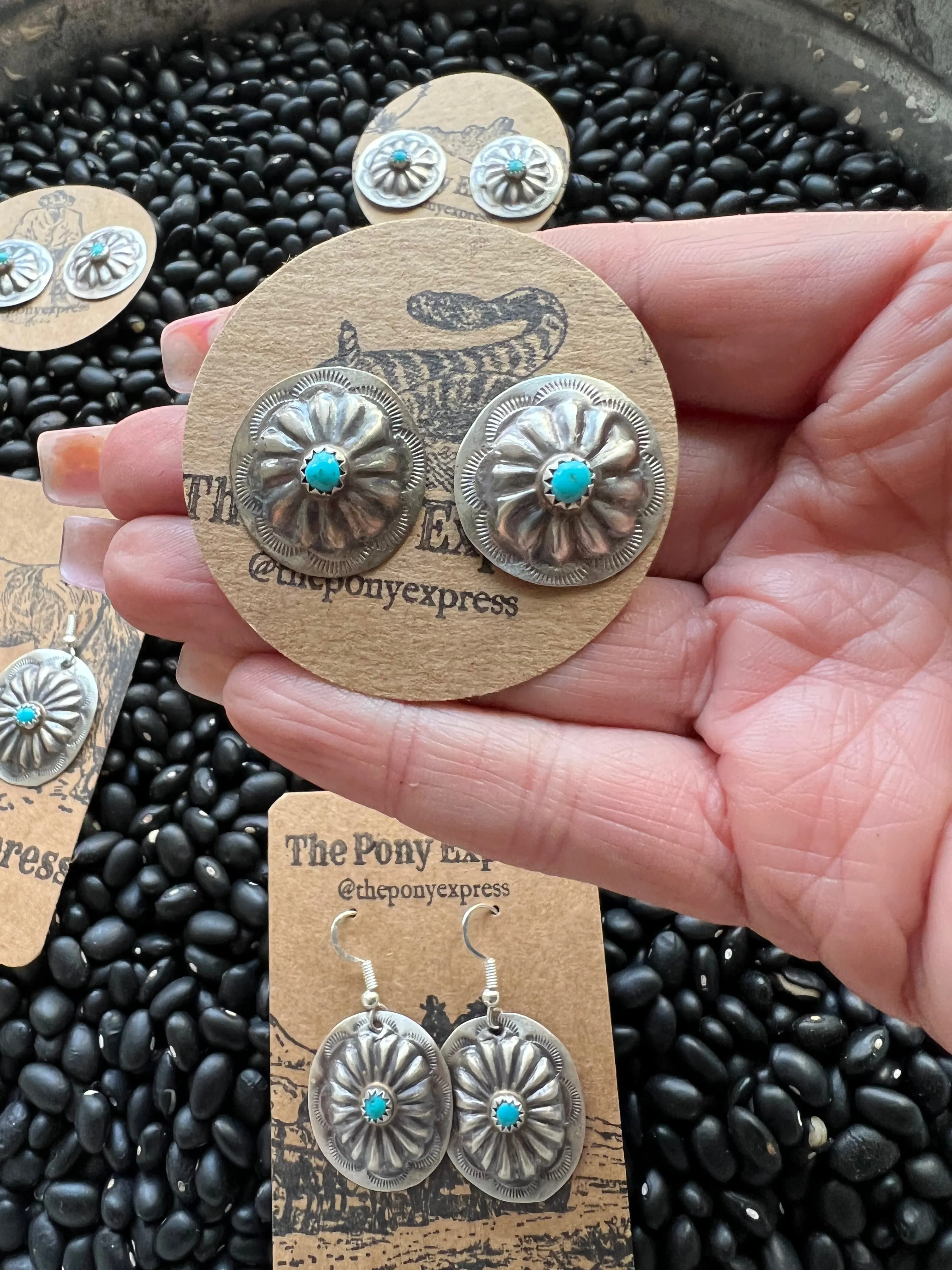 Stamped Turquoise concho studs
