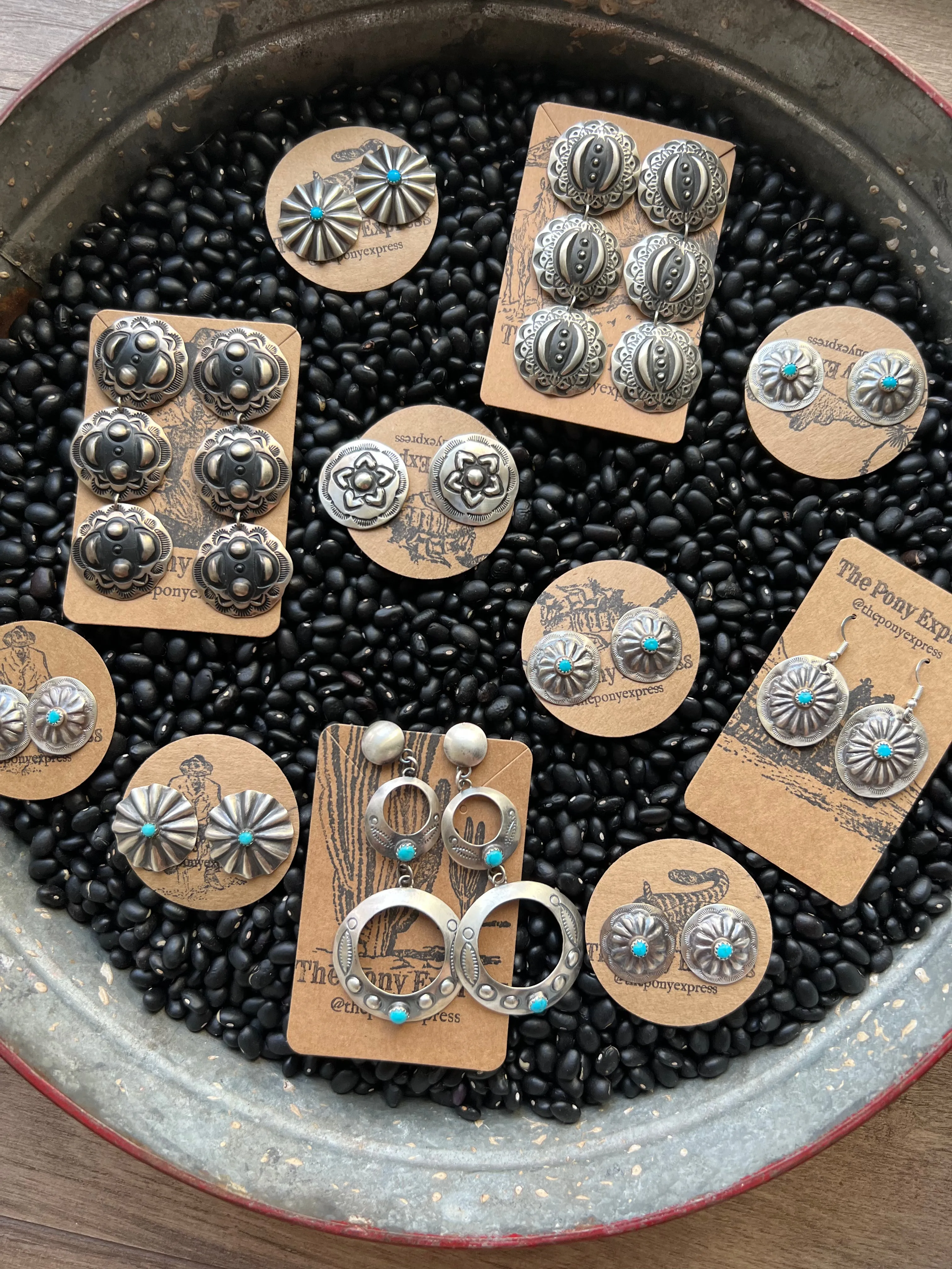 Stamped Turquoise concho studs