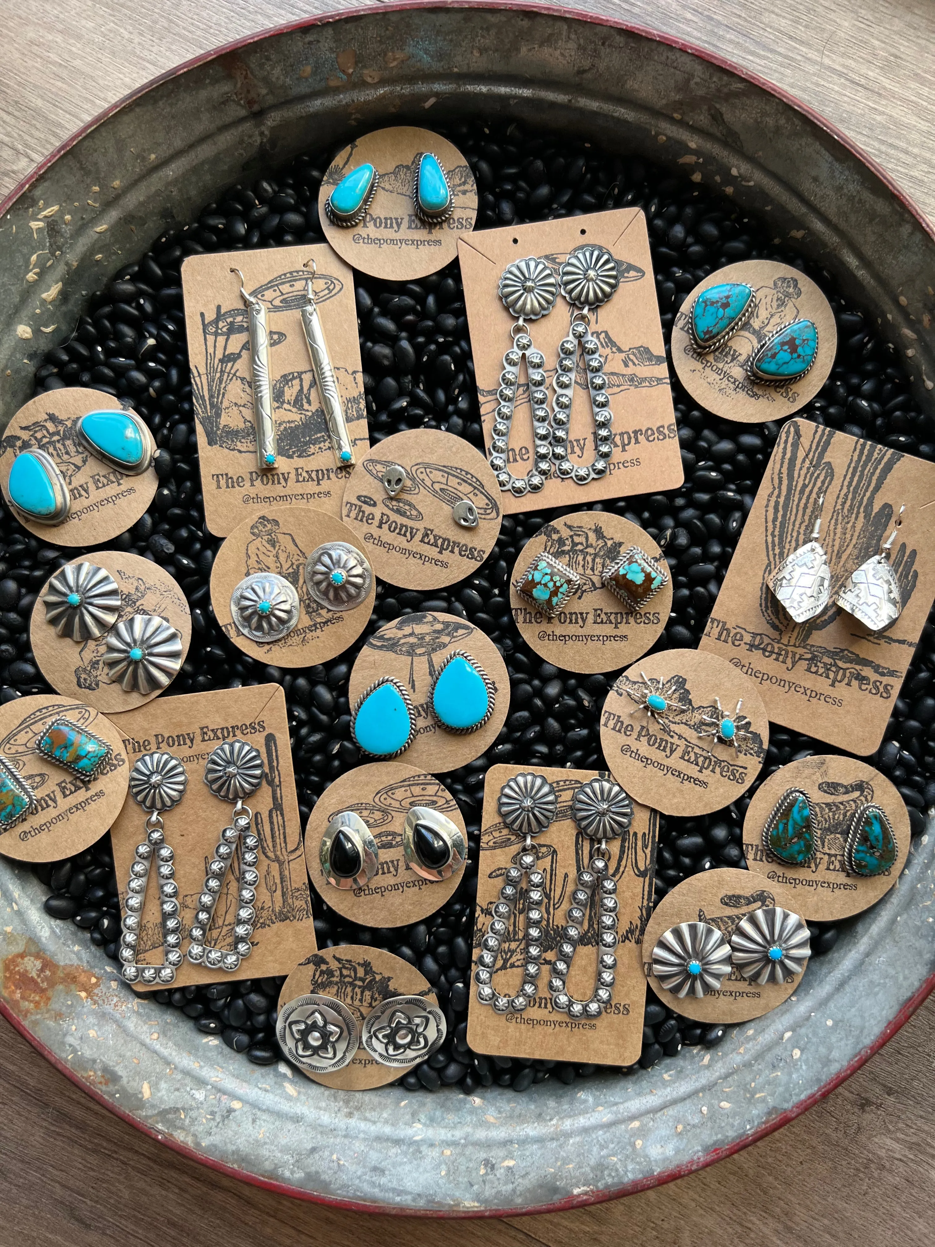 Stamped Turquoise concho studs